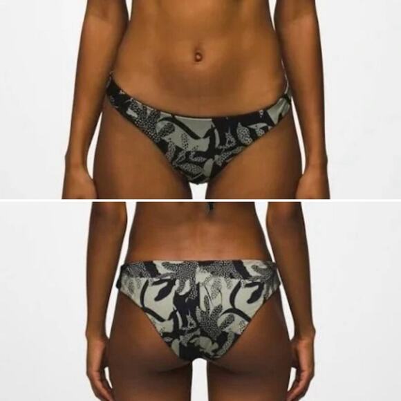 Prana Gemma Reversible Bottom Seaside black olive green coral kelp print - Picture 2 of 5